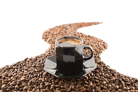 camino de granos de café.
